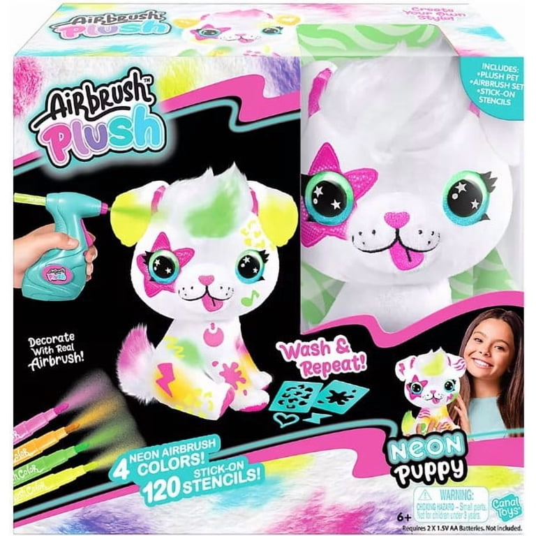 Airbrush Plush NEON Puppy Activity Kit: Kids Toy, Washable