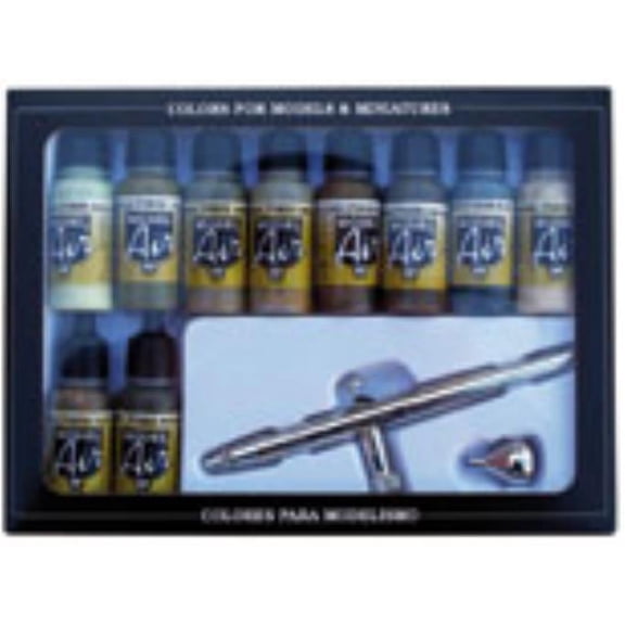 Airbrush Set - Camouflage Colors, 11 Piece Set New