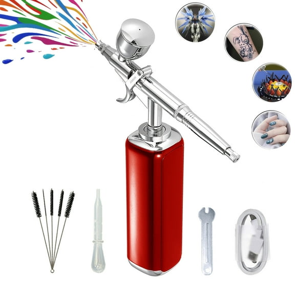 Airbrush Set Cordless Airbrush kit with Compressor, Airbrush Cake Decoration High Airflow Miniature Painting Tool, Temporary Tattoo, Spray Gun for Model Hair Barber Enhancement, Nail Art