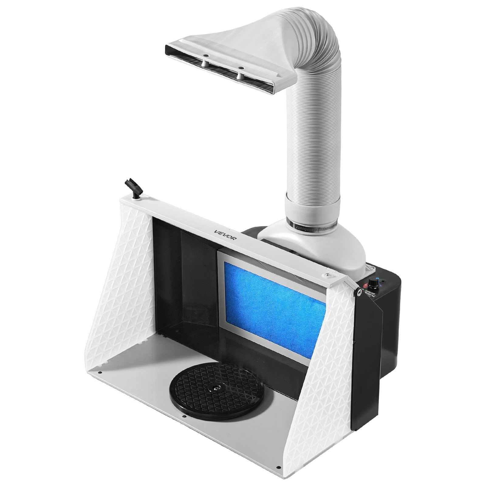 Airbrush Spray Booth with Dual Fans 3 LED Lights and Exhaust Hose Portable 21.5x18.7x14.6in for Model Art Craft Cake Painting