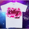 thumbnail image 1 of Airbrush T Shirt Script Name Hearts and Butterflies, Vintage Birthday Gift, 1 of 2