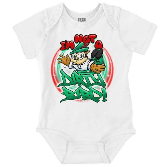 Airbrush Woodsy Owl Not A Dirty Bird Romper Boys or Girls Infant Baby Brisco Brands 18M