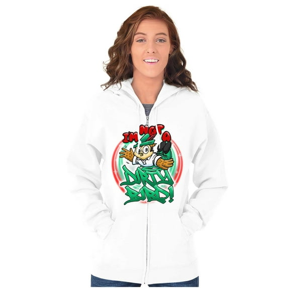 Airbrush Woodsy Owl Not A Dirty Bird Zip Up Hoodie Men's Women's Brisco Brands X