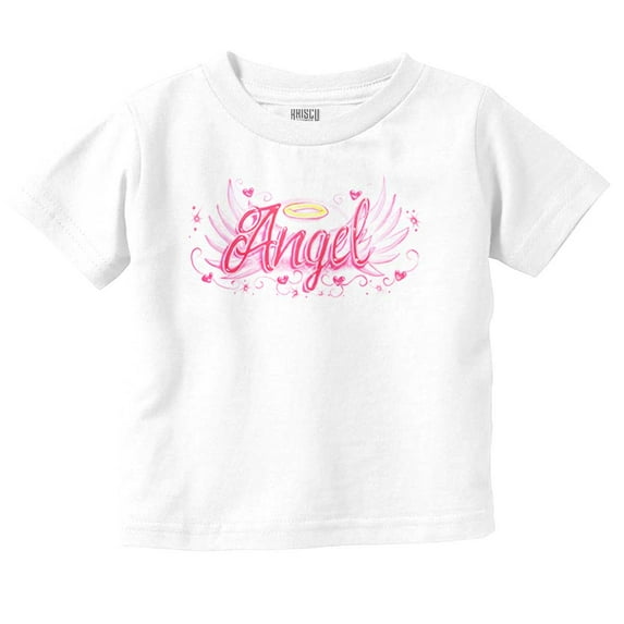 Airbrushed Angel Wings Halo Hearts Youth T Shirt Tee Girls Infant Toddler Brisco Brands 6M