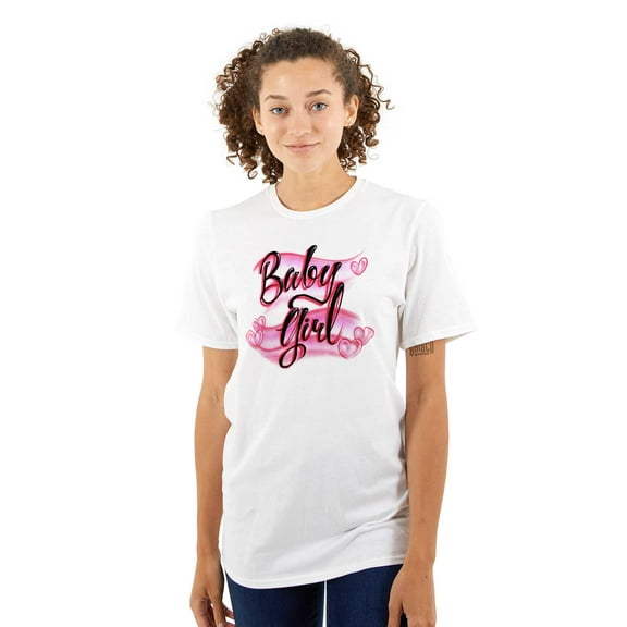 Airbrushed Baby Girl Hearts Love Women's Graphic T Shirt Tees Brisco Brands L
