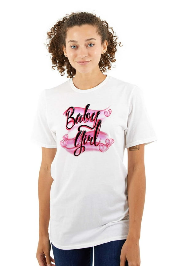 Airbrushed Baby Girl Hearts Love Women's Graphic T Shirt Tees Brisco Brands S
