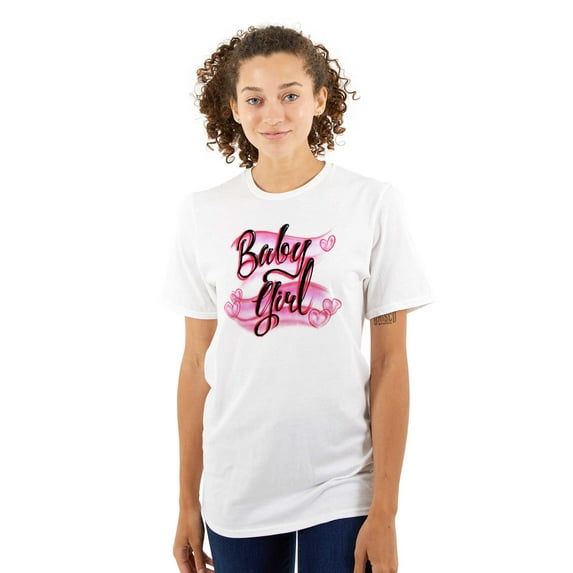 Airbrushed Baby Girl Hearts Love Women's Graphic T Shirt Tees Brisco Brands S