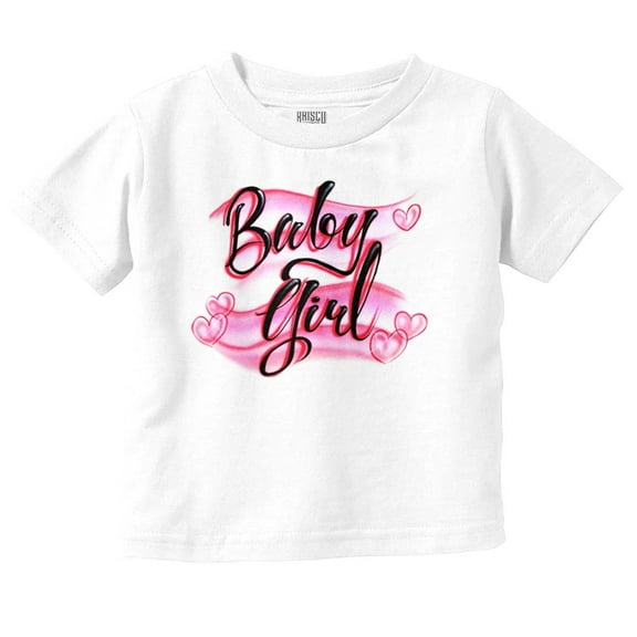 Airbrushed Baby Girl Hearts Love Youth T Shirt Tee Girls Infant Toddler Brisco Brands 6M