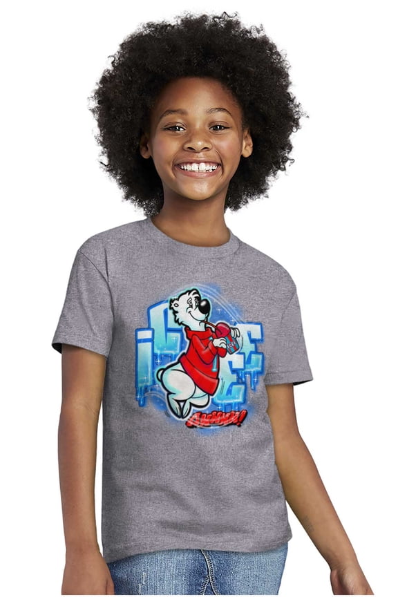 Airbrushed Bear Mascot Icee Ahh Crewneck T Shirts Boy Girl Teen Brisco Brands L