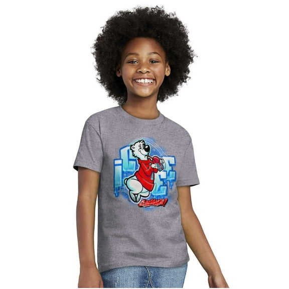 Airbrushed Bear Mascot Icee Ahh Crewneck T Shirts Boy Girl Teen Brisco Brands L
