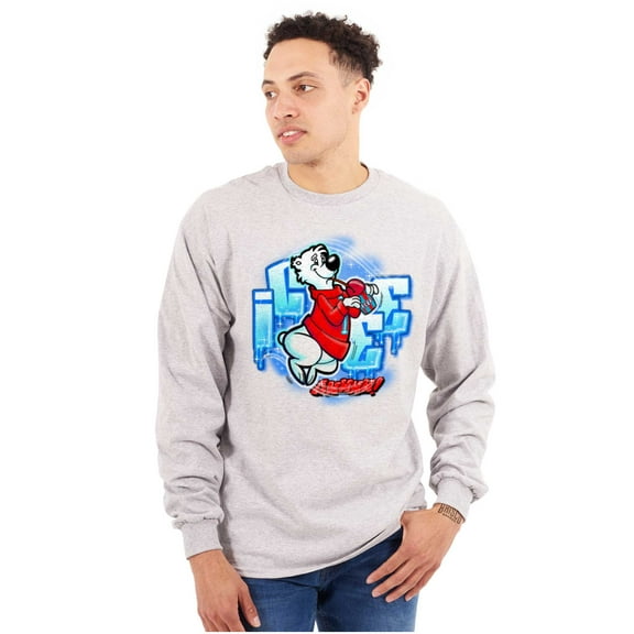 Airbrushed Bear Mascot Icee Ahh Unisex Plus Size Long Sleeve Tee Shirt Brisco Brands 3X