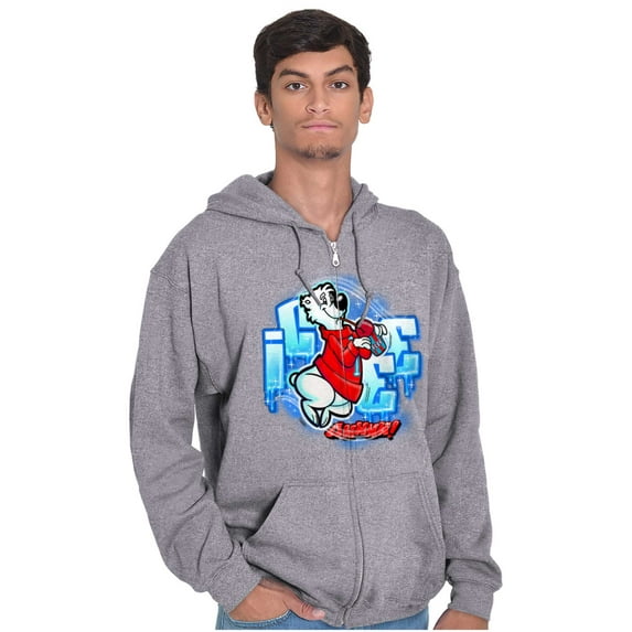 Airbrushed Bear Mascot Icee Ahh Unisex Plus Size Zip Hoodie Brisco Brands 2X