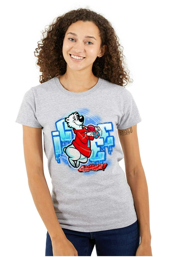 Airbrushed Bear Mascot Icee Ahh Women's T Shirt Ladies Tee Brisco Brands S