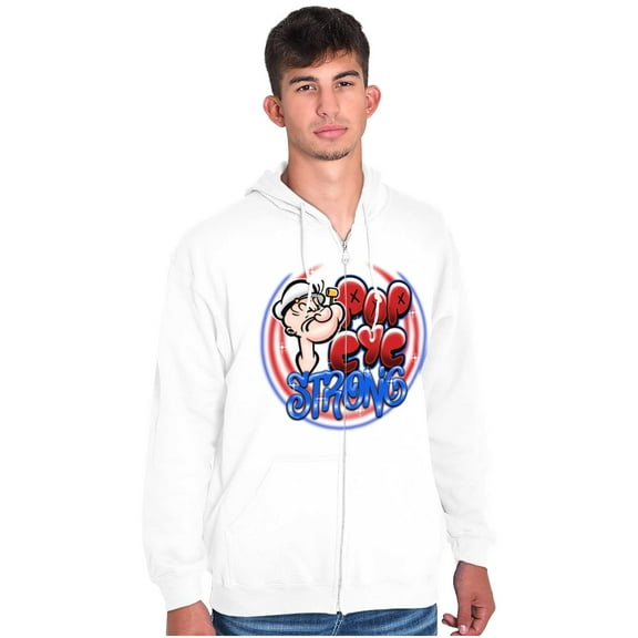 Airbrushed Cartoon Popeye Strong Men Big & Tall Zip Hoodie Brisco Brands 5X