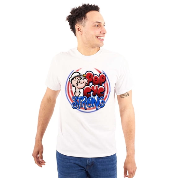 Airbrushed Cartoon Popeye Strong Men's Graphic T Shirt Tees Brisco Brands M