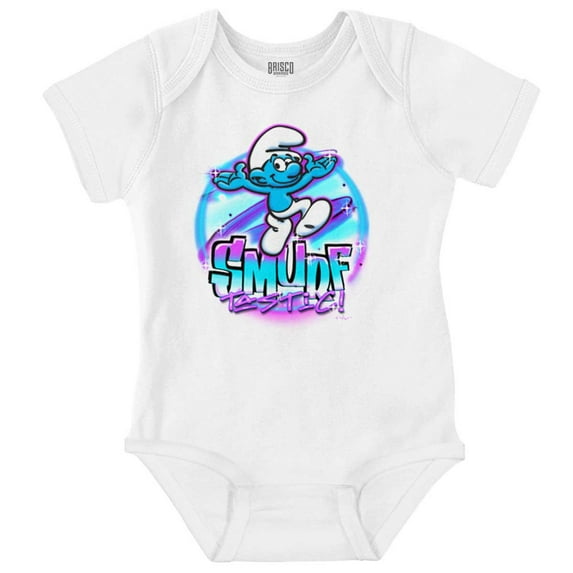Airbrushed Cartoon Smurf Tastic Romper Boys or Girls Infant Baby Brisco Brands 12M