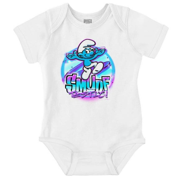 Airbrushed Cartoon Smurf Tastic Romper Boys or Girls Infant Baby Brisco Brands 6M