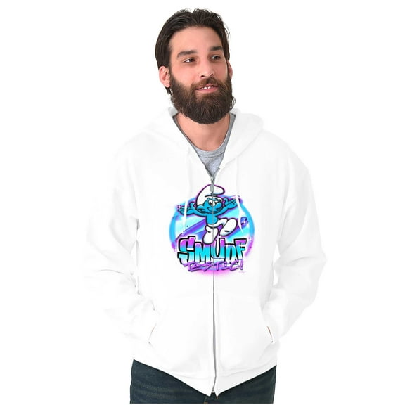 Airbrushed Cartoon Smurf Tastic Unisex Plus Size Zip Hoodie Brisco Brands 5X