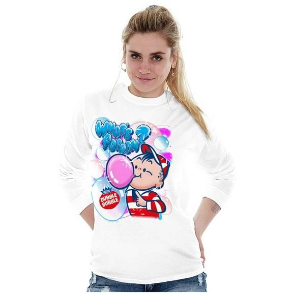 Airbrushed Dubble Bubble Whats Poppin Long Sleeve TShirt Men Women Brisco Brands S