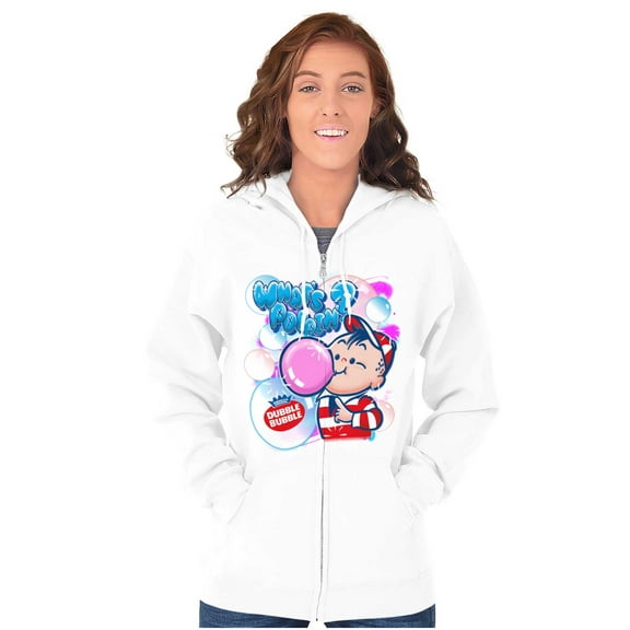 Airbrushed Dubble Bubble Whats Poppin Zip Up Hoodie Men's Women's Brisco Brands S
