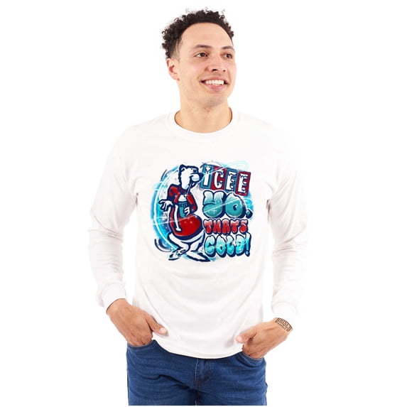 Airbrushed Icee Bear Yo That’s Cold Unisex Plus Size Long Sleeve Shirt Brisco Brands 2X