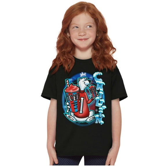 Airbrushed King Icee Bear Chillin Crewneck T Shirts Boy Girl Teen Brisco Brands L