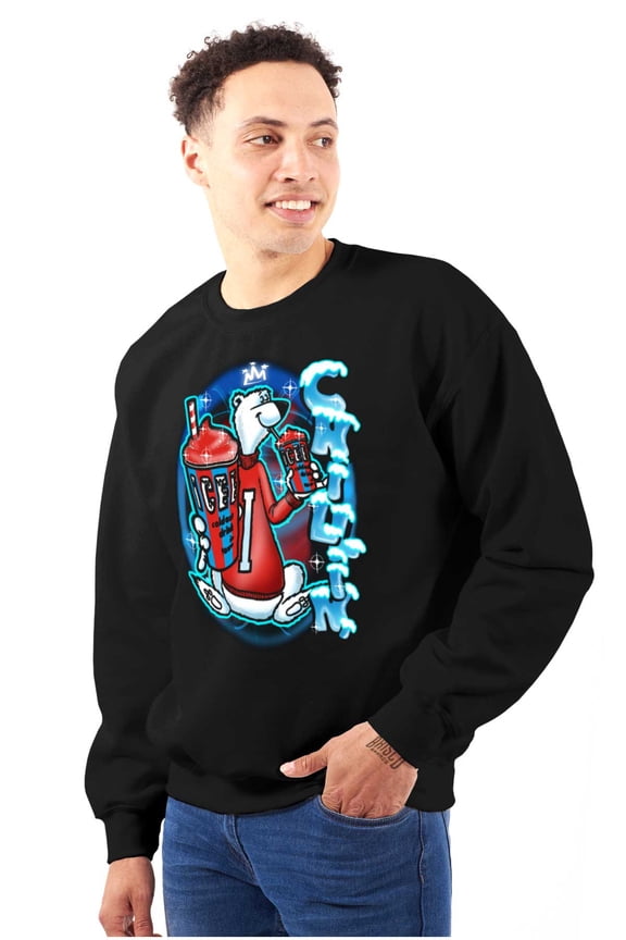 Airbrushed King Icee Bear Chillin Unisex Plus Size Sweatshirt Brisco Brands 2X