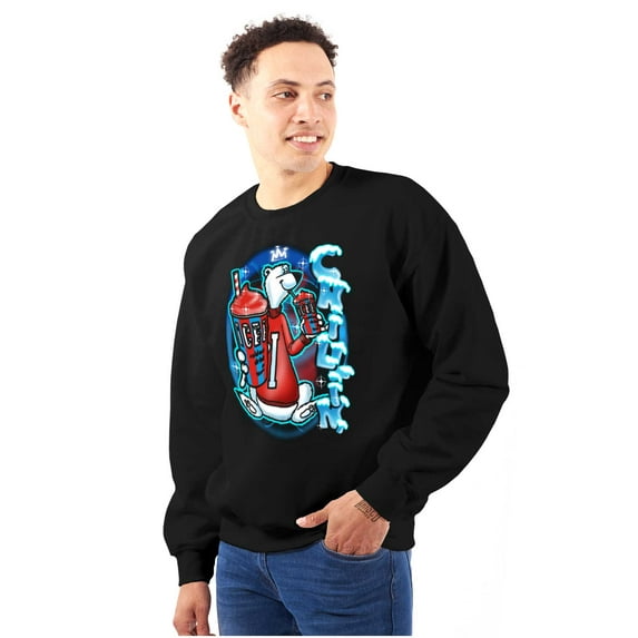 Airbrushed King Icee Bear Chillin Unisex Plus Fleece Graphic Sweatshirt Brisco Brands 3X