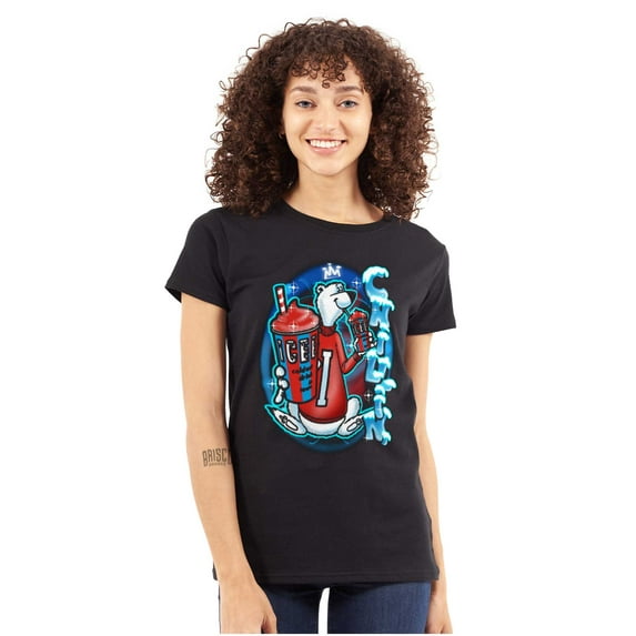 Airbrushed King Icee Bear Chillin Women's T Shirt Ladies Tee Brisco Brands X