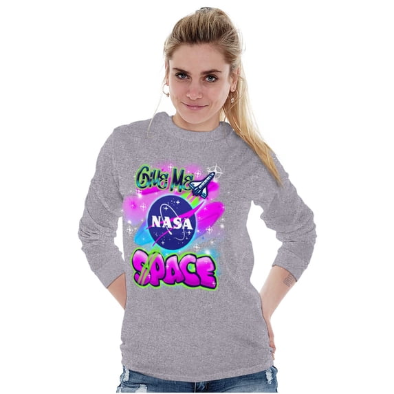 Airbrushed NASA Give Me Space Rocket Long Sleeve TShirt Men Women Brisco Brands L