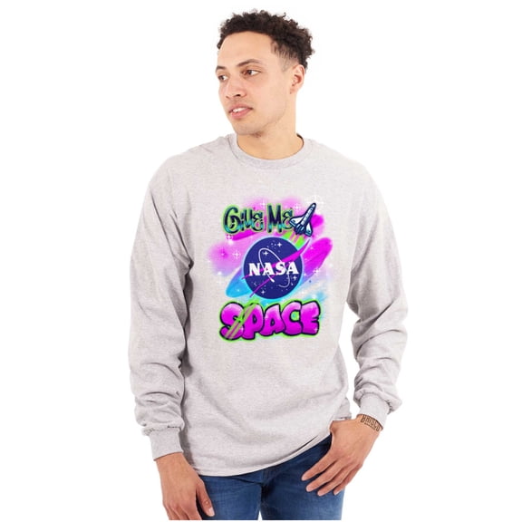 Airbrushed NASA Give Me Space Rocket Unisex Plus Size Long Sleeve Shirt Brisco Brands 3X