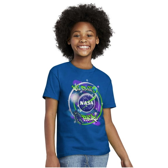 Airbrushed NASA We Out There Spaceman Crewneck T Shirts Boy Girl Teen Brisco Brands L