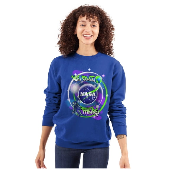 Airbrushed NASA We Out There Spaceman Sweatshirt for Men or Women Brisco Brands M