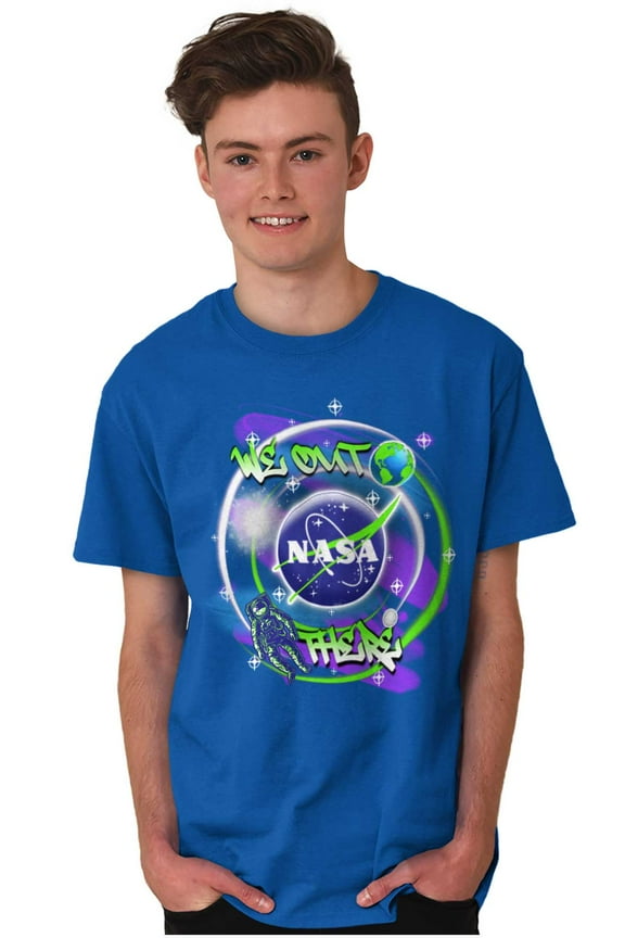 Airbrushed NASA We Out There Spaceman Unisex Plus Size Graphic Tee Brisco Brands 2X