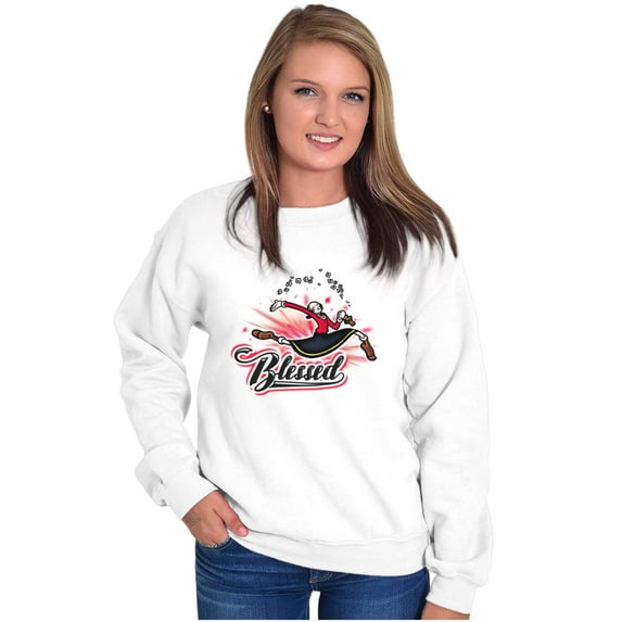 Airbrushed Olive Oyl Blessed Cartoon Women Crewneck Sweatshirt Brisco Brands S