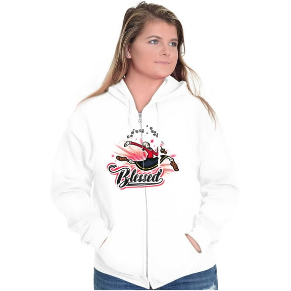 Airbrushed Olive Oyl Blessed Cartoon Women Plus Size Zipper Hoodie Brisco Brands 2X