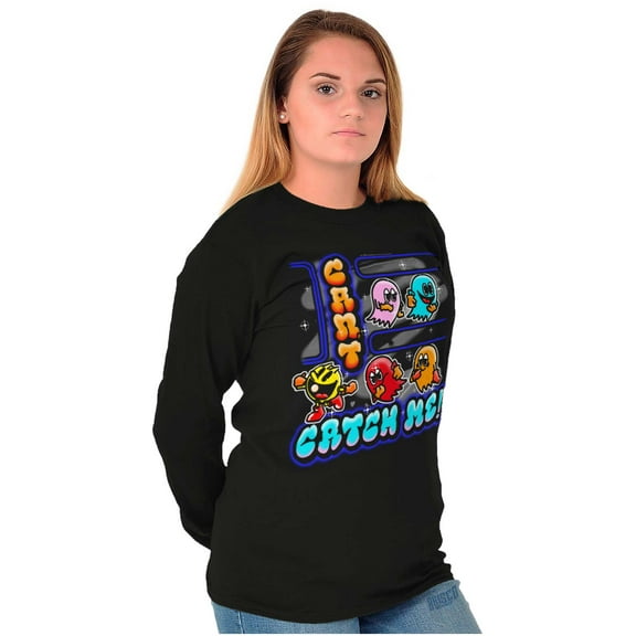Airbrushed PACMAN Can't Catch Me Long Sleeve TShirt Men Women Brisco Brands X