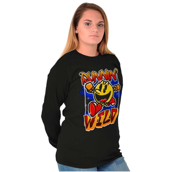 Airbrushed PACMAN Game Runnin Wild Long Sleeve TShirt Men Women Brisco Brands M