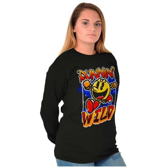 Airbrushed PACMAN Game Runnin Wild Long Sleeve TShirt Men Women Brisco Brands X