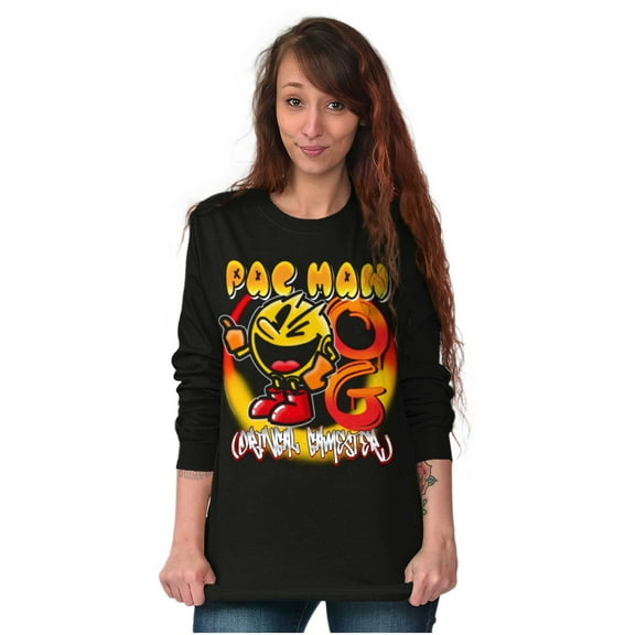 Airbrushed PACMAN Original Gamester Long Sleeve TShirt Men Women Brisco Brands X