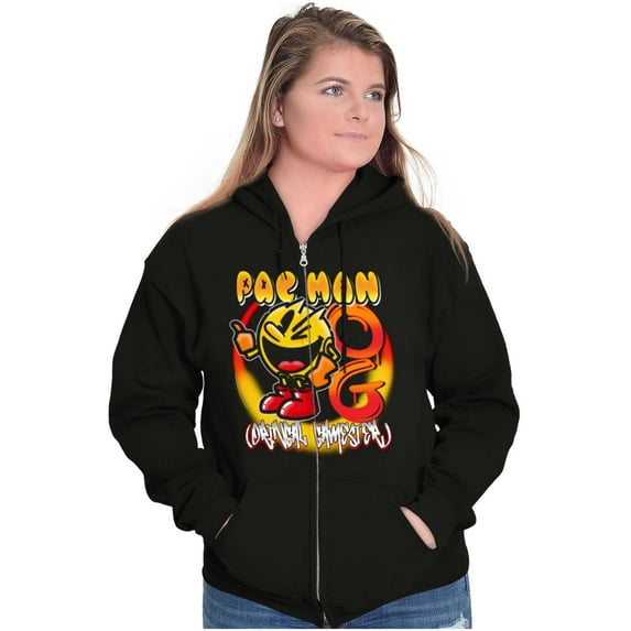 Airbrushed PACMAN Original Gamester Zip Up Hoodie Men's Women's Brisco Brands M