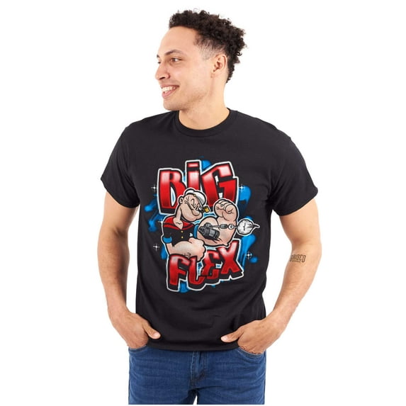 Airbrushed Popeye Cartoon Big Flex Men's Graphic T Shirt Tees Brisco Brands S