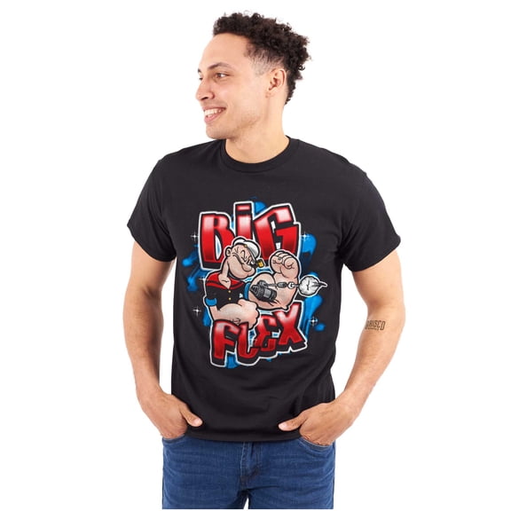 Airbrushed Popeye Cartoon Big Flex Men's Graphic T Shirt Tees Brisco Brands X