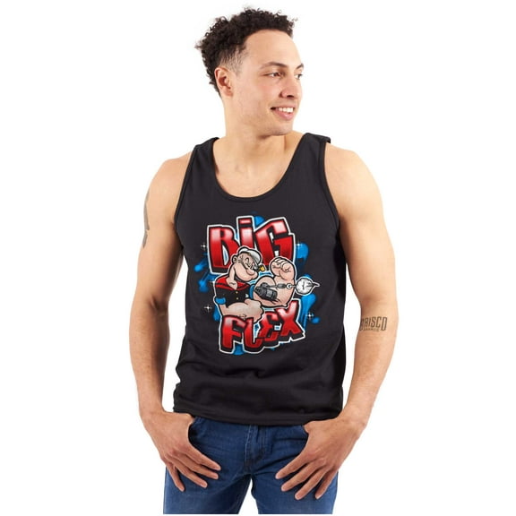 Airbrushed Popeye Cartoon Big Flex Tank Top Sleeveless Tee Men Brisco Brands S