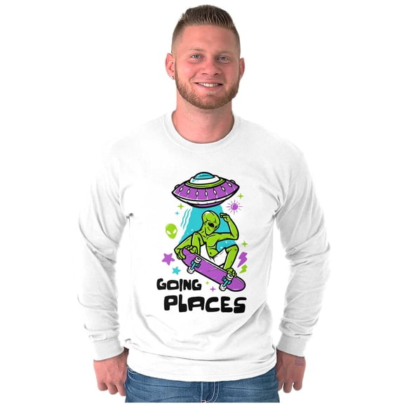Airbrushed Skateboarding Alien Long Sleeve TShirt Men Women Brisco Brands S