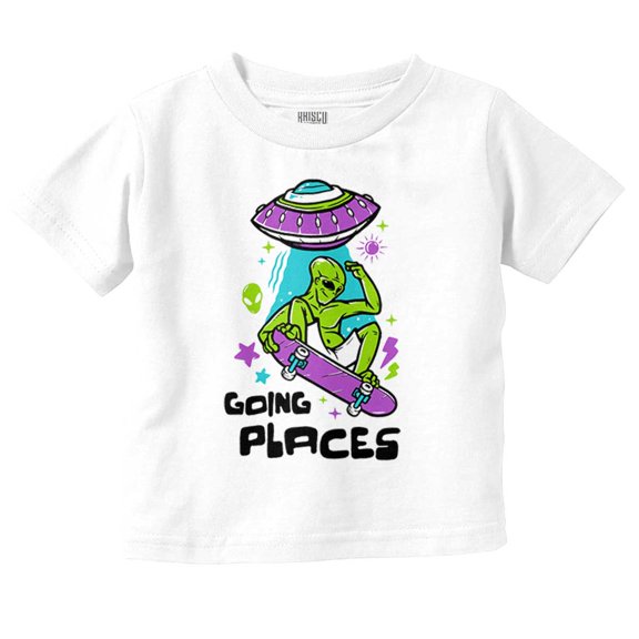 Airbrushed Skateboarding Alien Toddler Boy Girl T Shirt Infant Toddler Brisco Brands 6M