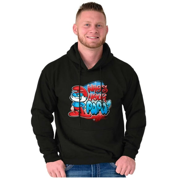 Airbrushed Smurf Who's Your Papa Men Big & Tall Graphic Hoodie Brisco Brands 4X