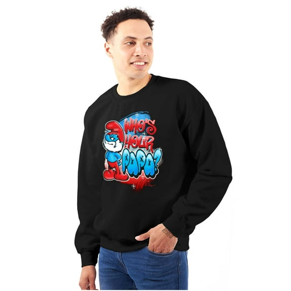 Airbrushed Smurf Who's Your Papa Men Big & Tall Sweatshirt Brisco Brands 2X