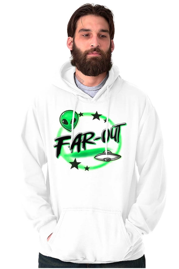 Airbrushed Space Alien UFO Far-Out Unisex Plus Fleece Graphic Hoodie Brisco Brands 5X