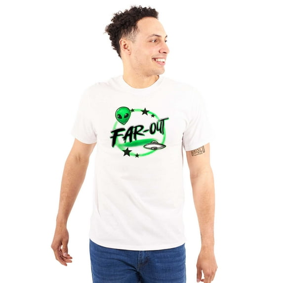 Airbrushed Space Alien UFO Far-Out Plus Size Crewneck Graphic Tee Shirt Brisco Brands 3X